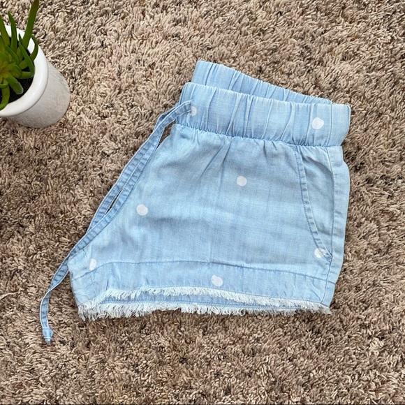 Anthropologie Polka Dot Raw Edge Tencel Shorts - Picture 6 of 7